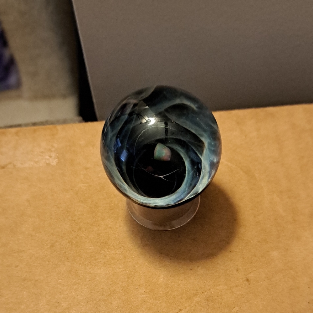 Mystical Blue Glass Sphere With Stand